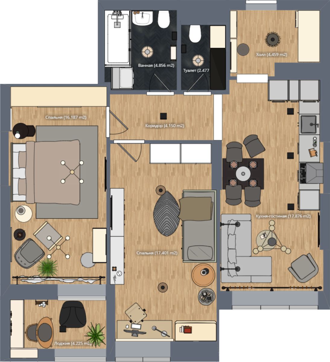 Квартира с 2 спальнями