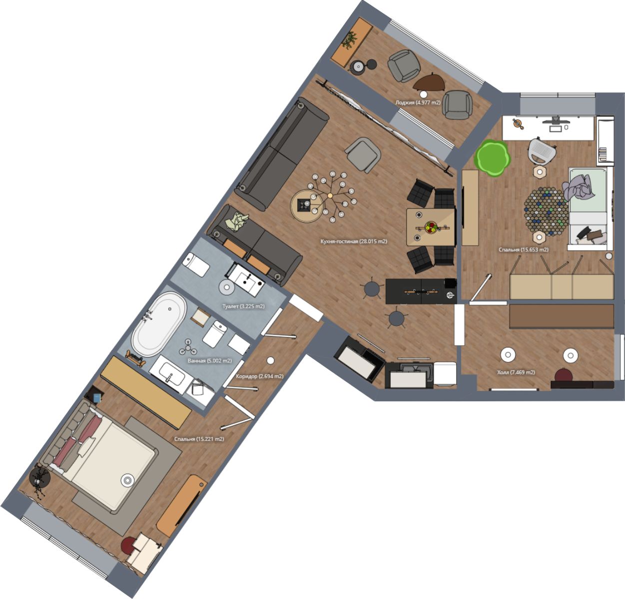 Квартира с 2 спальнями