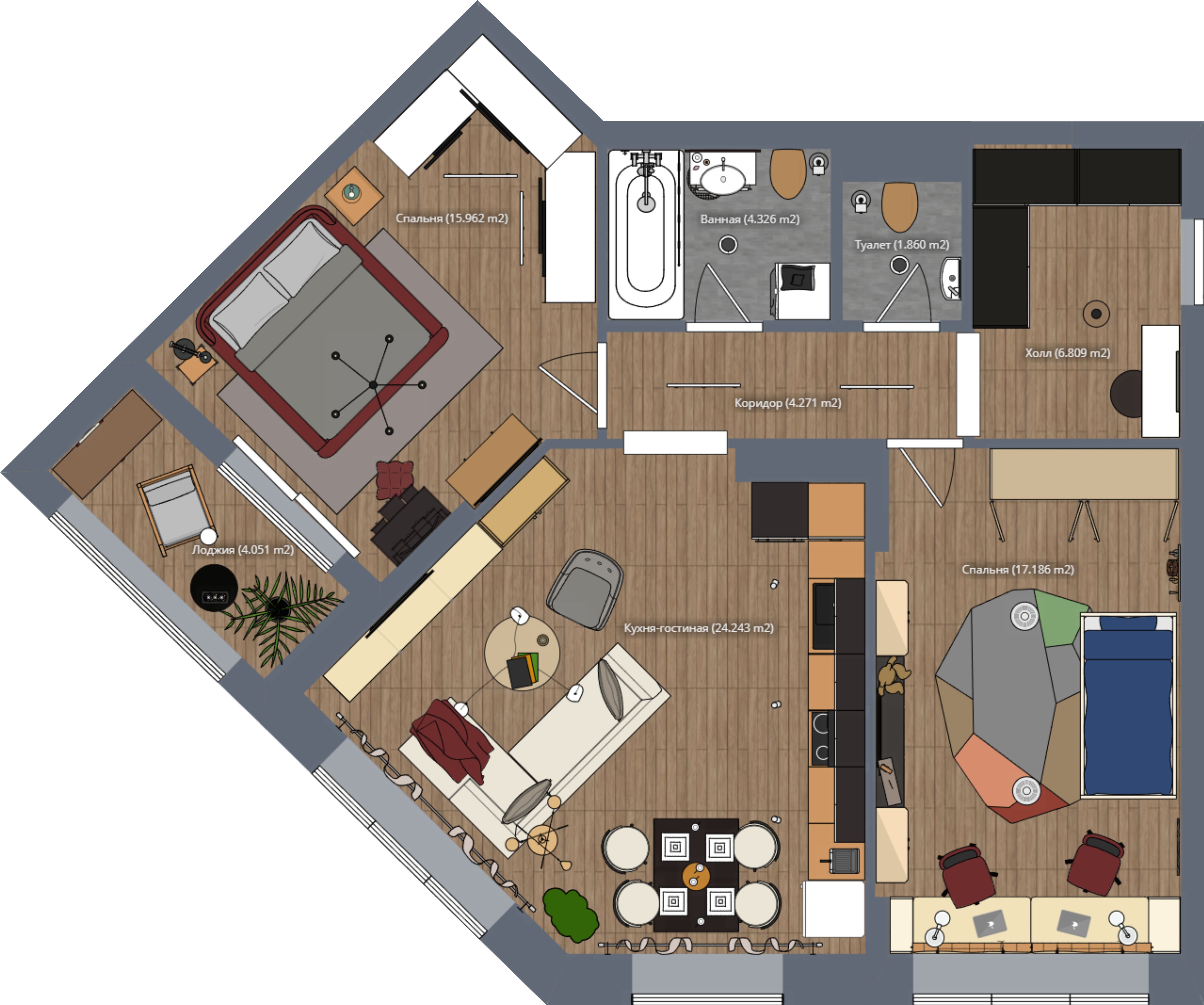 Квартира с 2 спальнями