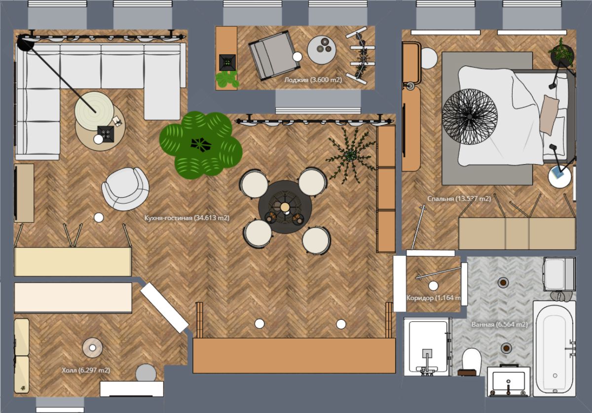 Квартира с 1 спальней